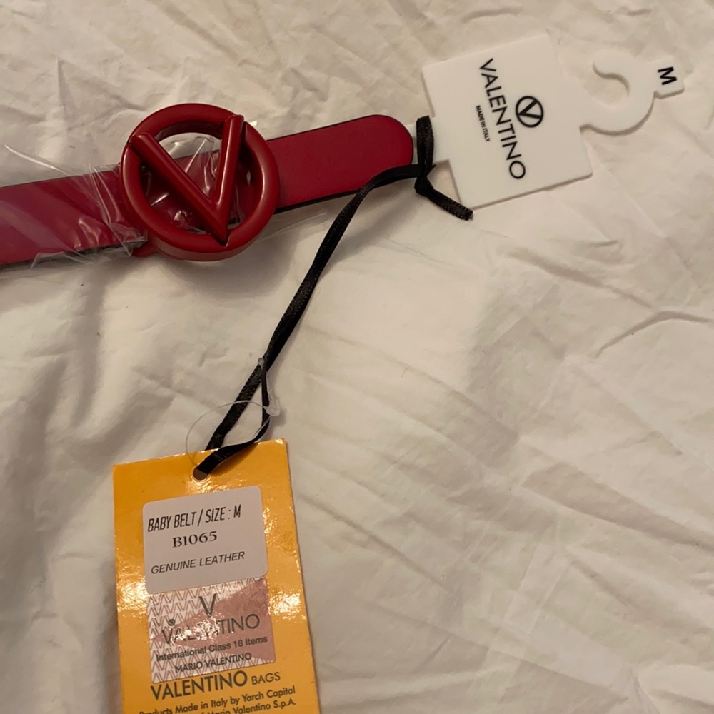 Valentino Skinny Red Leather Belt
